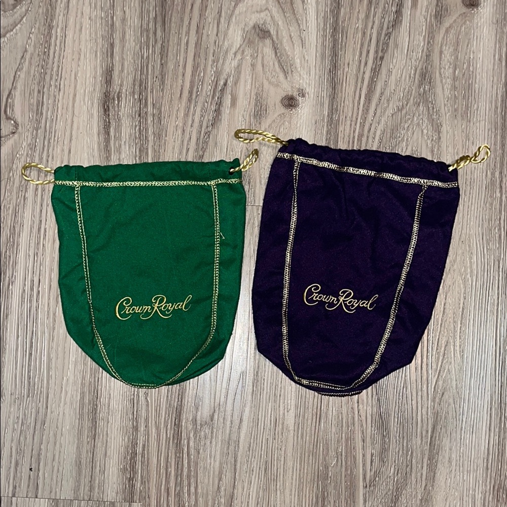 Green and Purple Velvet Drawstring Crown Royal Bags